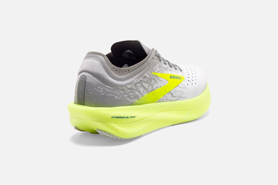 Hyperion Elite 2 Brooks Spikes Shoes NZ Mens - White/Grey/Green - HELCNI-140